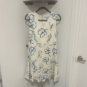 Draper James Cream and Blue Dress